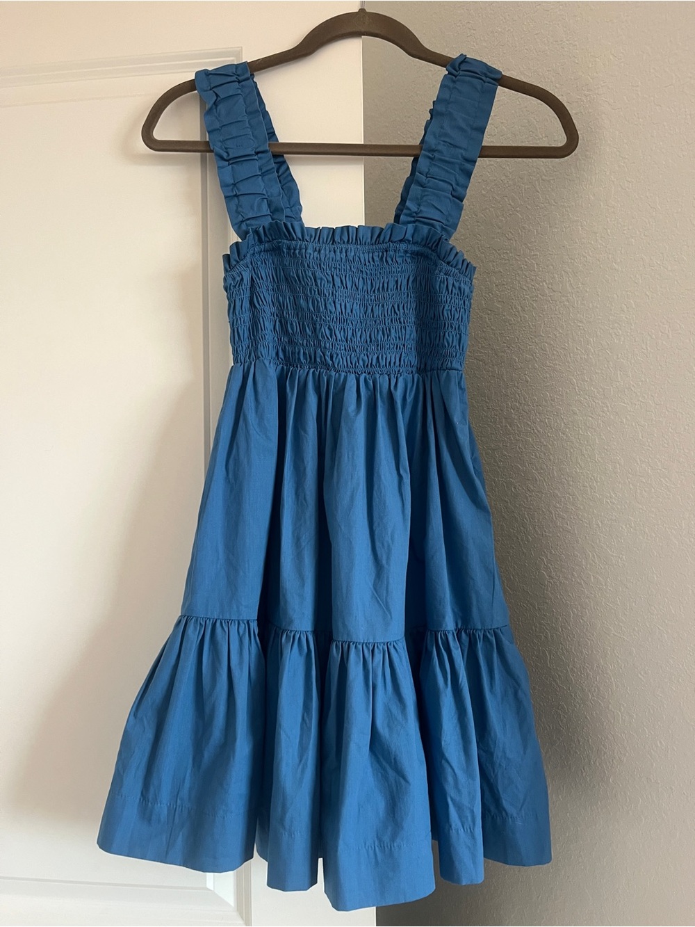 Abercrombie & Fitch Blue Smocked Ruffle Tiered Dress XS Petite